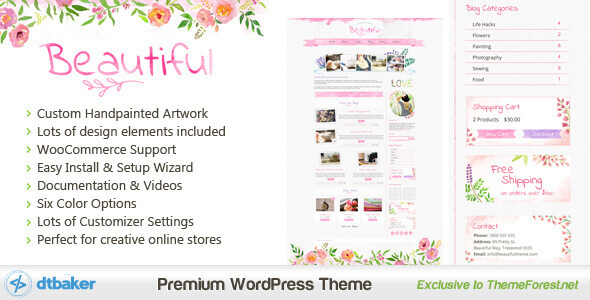 Beautiful Watercolor Preview Wordpress Theme - Rating, Reviews, Preview, Demo & Download