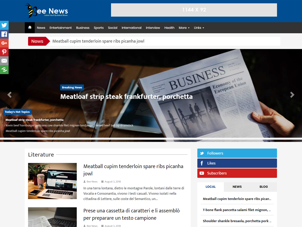 Bee News Preview Wordpress Theme - Rating, Reviews, Preview, Demo & Download