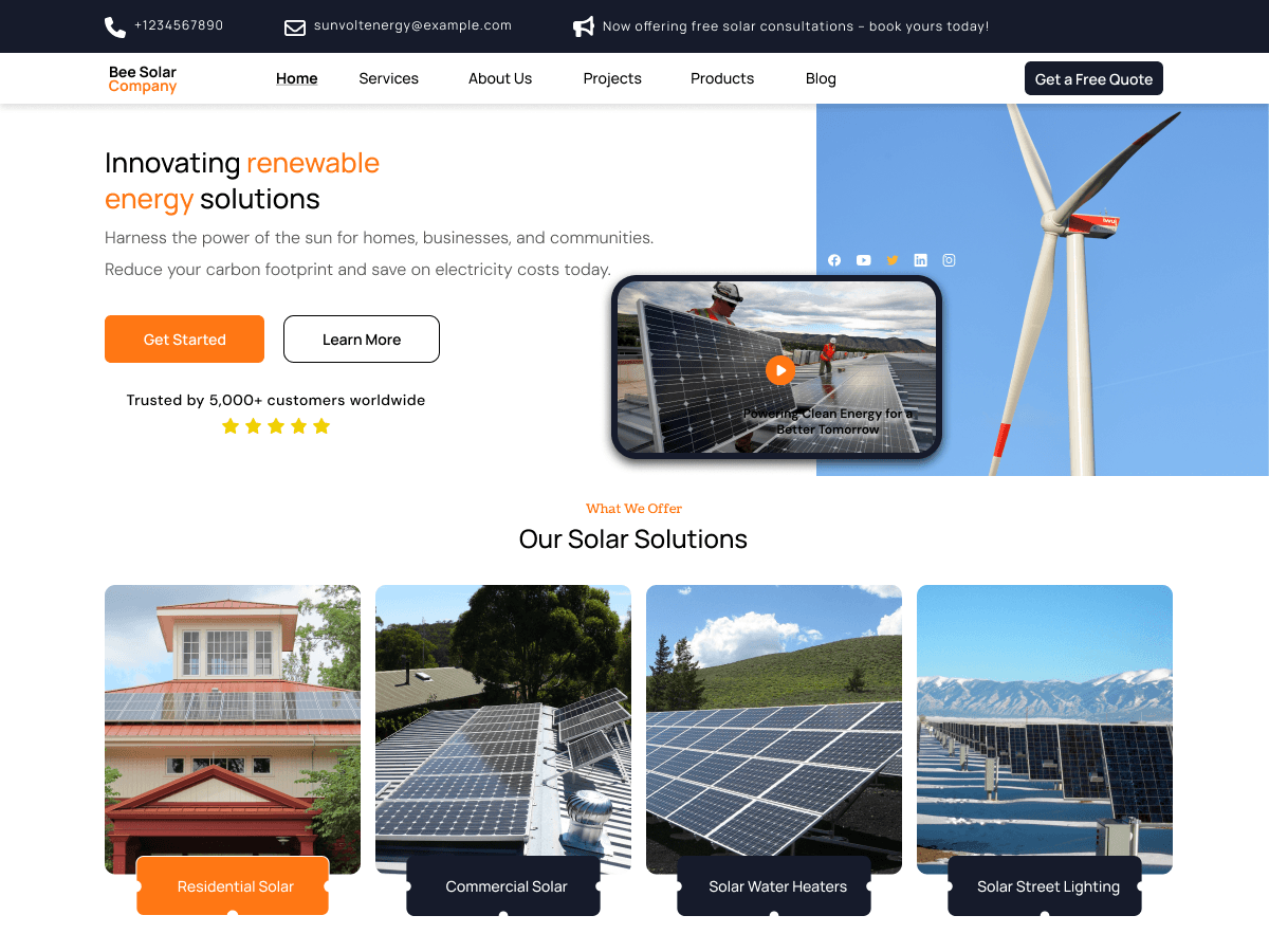 Bee Solar Preview Wordpress Theme - Rating, Reviews, Preview, Demo & Download