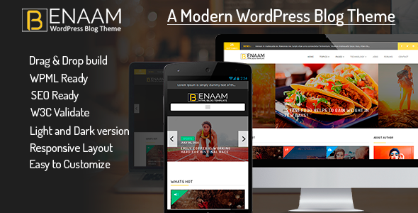 Benaam Multipurpose Preview Wordpress Theme - Rating, Reviews, Preview, Demo & Download