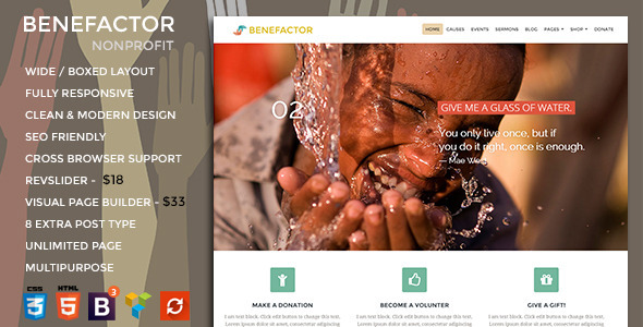 Benefactor Nonprofit Preview Wordpress Theme - Rating, Reviews, Preview, Demo & Download