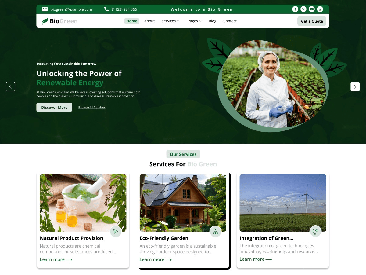 Bio Green Preview Wordpress Theme - Rating, Reviews, Preview, Demo & Download