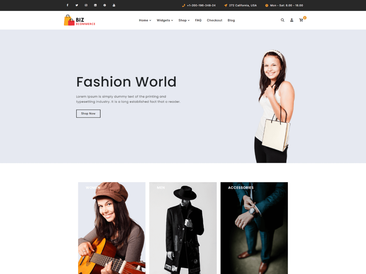 Biz Ecommerce Preview Wordpress Theme - Rating, Reviews, Preview, Demo & Download