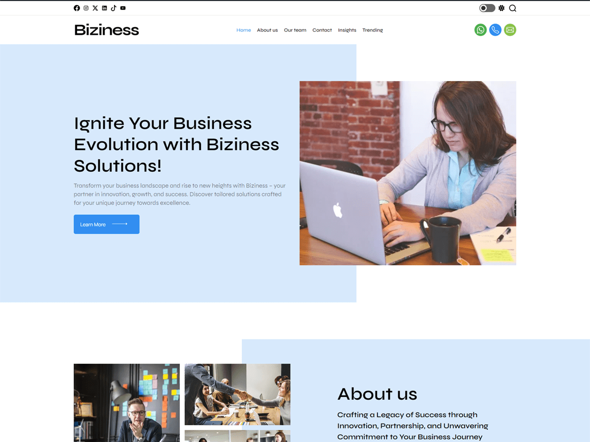 Biziness Preview Wordpress Theme - Rating, Reviews, Preview, Demo & Download