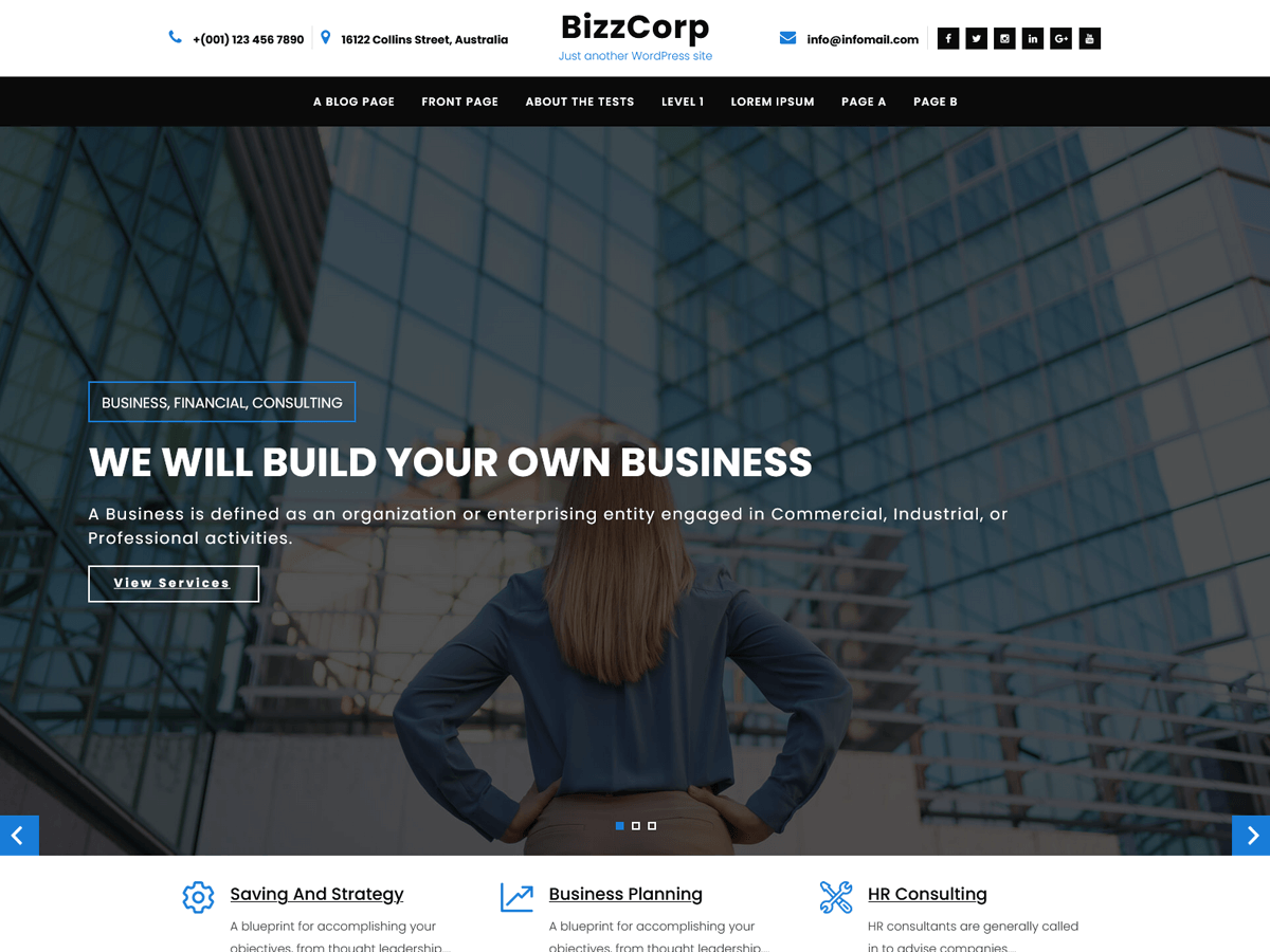 Bizzcorp Lite Preview Wordpress Theme - Rating, Reviews, Preview, Demo & Download
