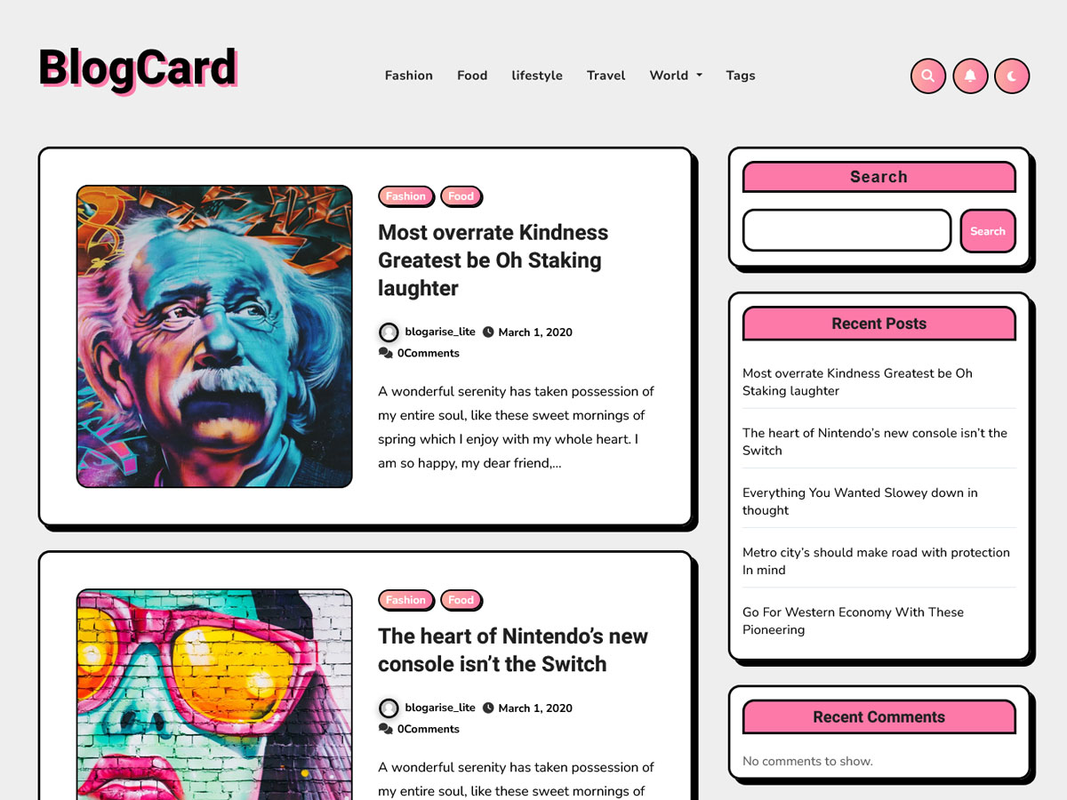Blog Card Preview Wordpress Theme - Rating, Reviews, Preview, Demo & Download