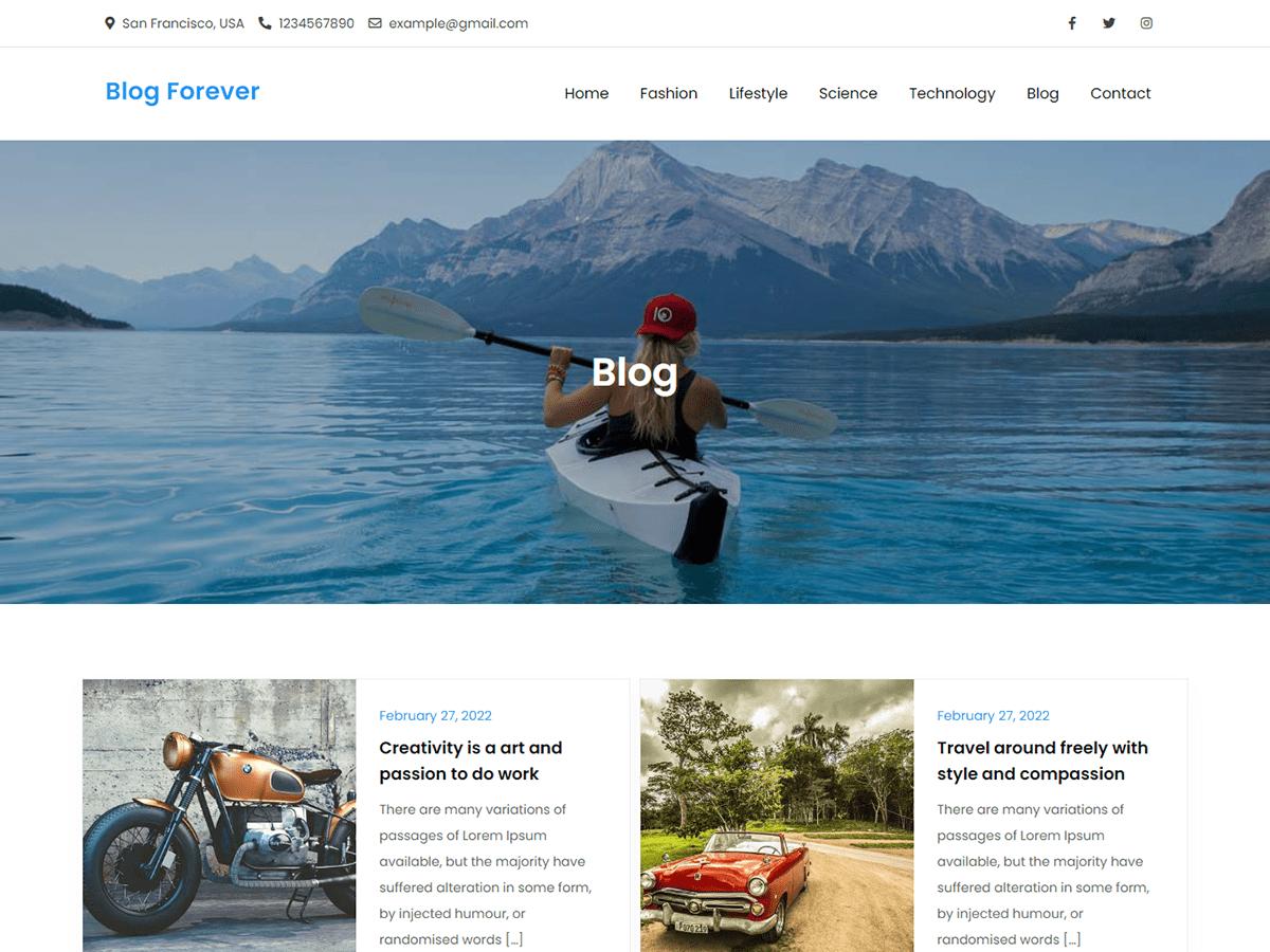 Blog Forever Preview Wordpress Theme - Rating, Reviews, Preview, Demo & Download