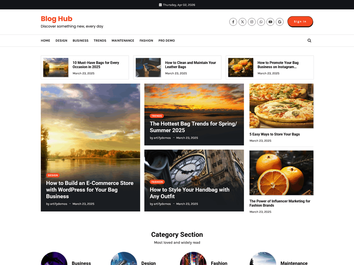 Blog Hub Preview Wordpress Theme - Rating, Reviews, Preview, Demo & Download