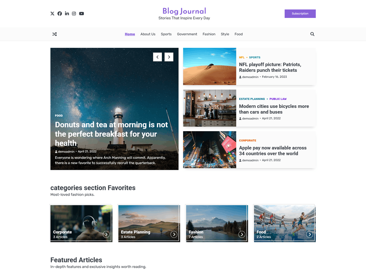 Blog Journal Preview Wordpress Theme - Rating, Reviews, Preview, Demo & Download