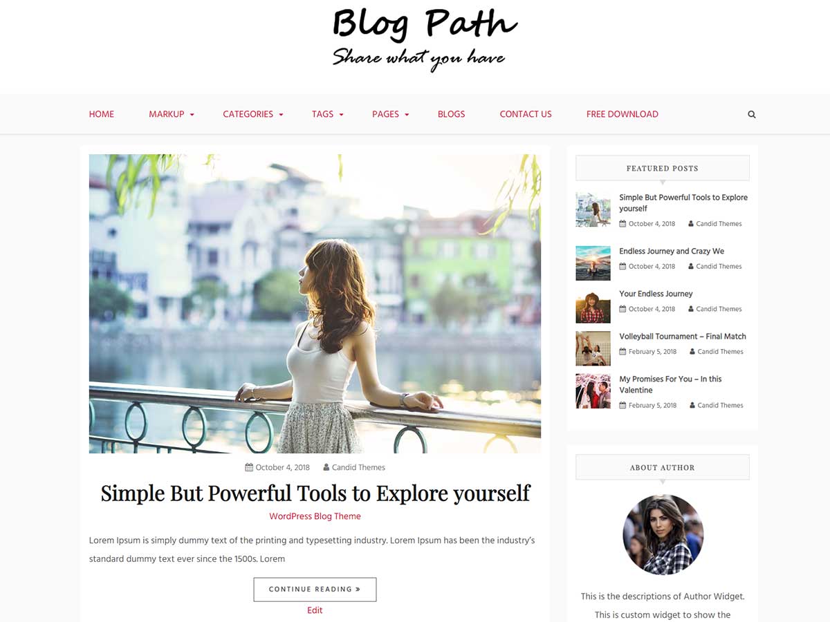Blog Path Preview Wordpress Theme - Rating, Reviews, Preview, Demo & Download