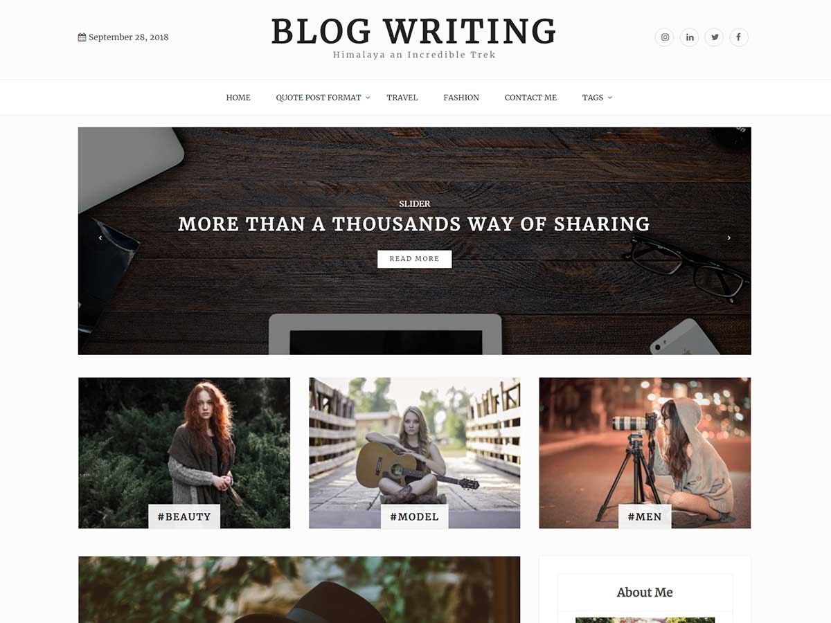 Blog Writing Preview Wordpress Theme - Rating, Reviews, Preview, Demo & Download