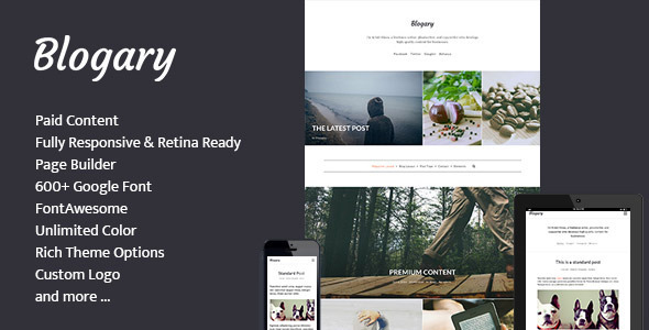 Blogary Paid Preview Wordpress Theme - Rating, Reviews, Preview, Demo & Download
