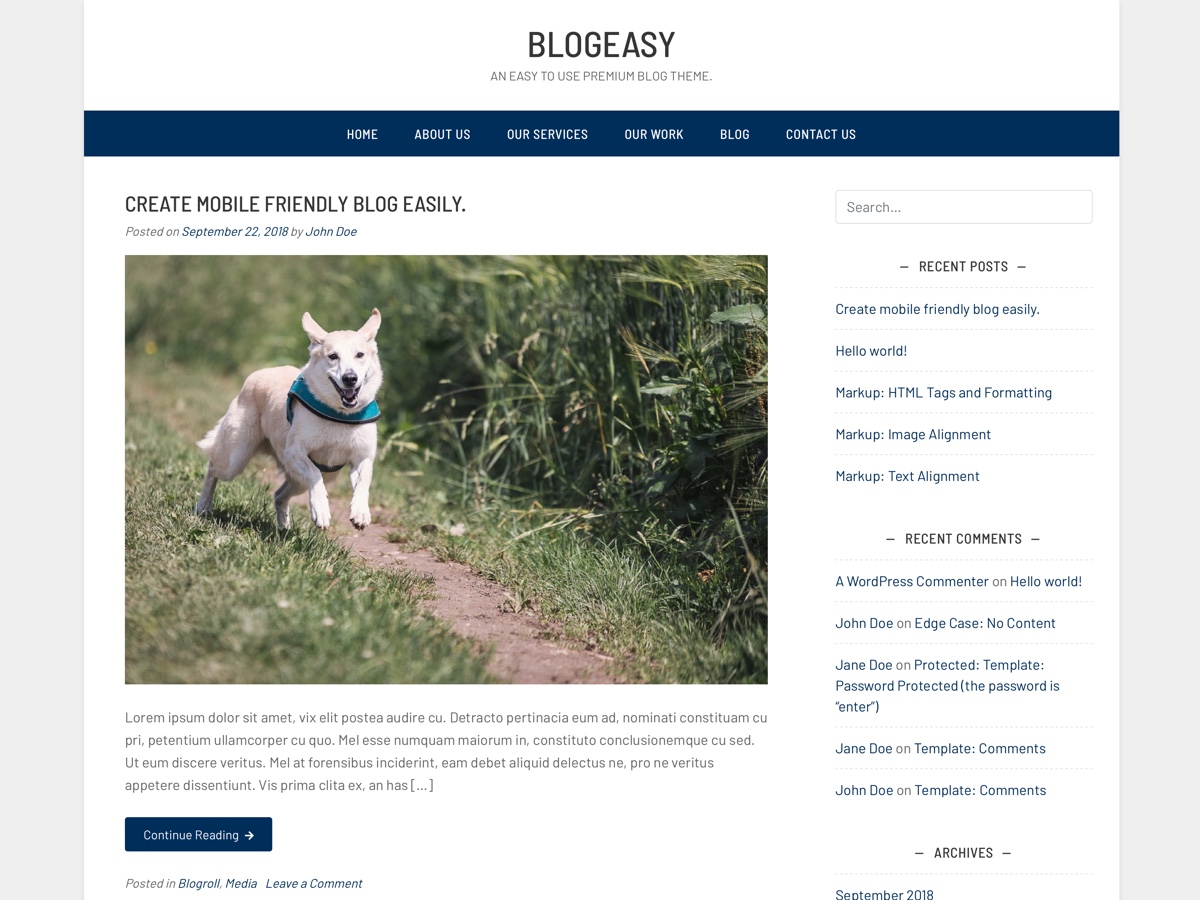 Blogeasy Preview Wordpress Theme - Rating, Reviews, Preview, Demo & Download