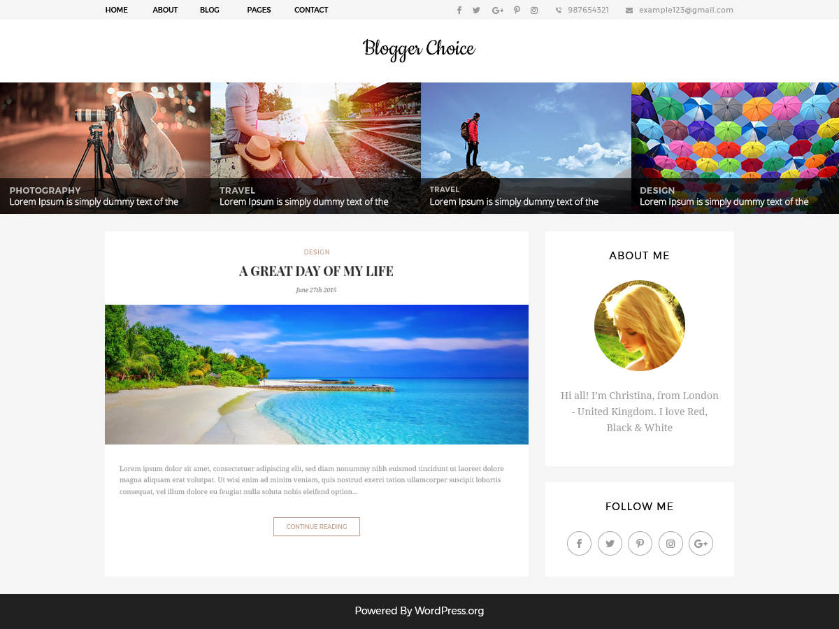 Blogger Choice Preview Wordpress Theme - Rating, Reviews, Preview, Demo & Download