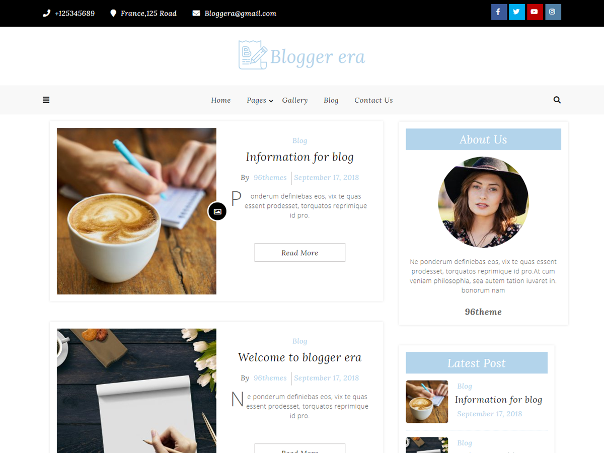 Blogger Era Preview Wordpress Theme - Rating, Reviews, Preview, Demo & Download