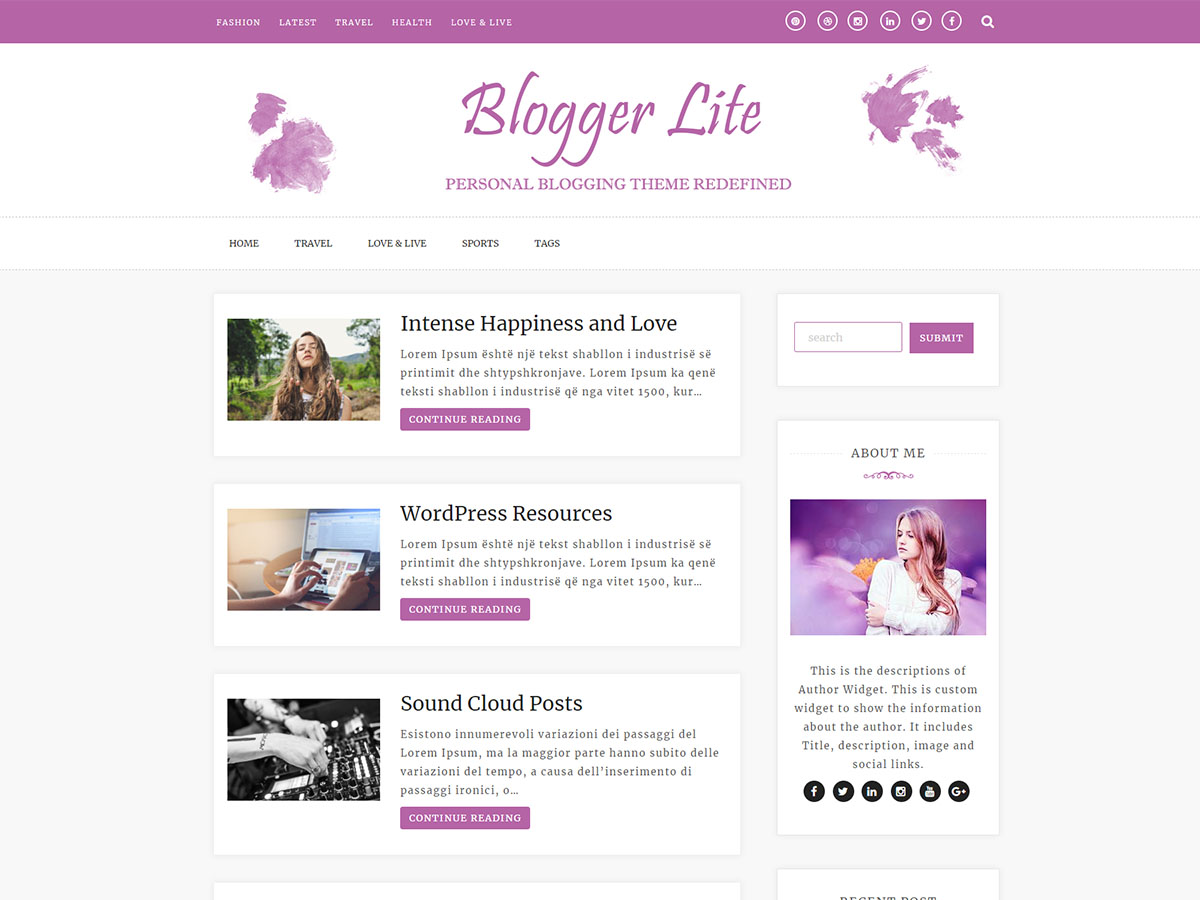 Blogger Lite Preview Wordpress Theme - Rating, Reviews, Preview, Demo & Download