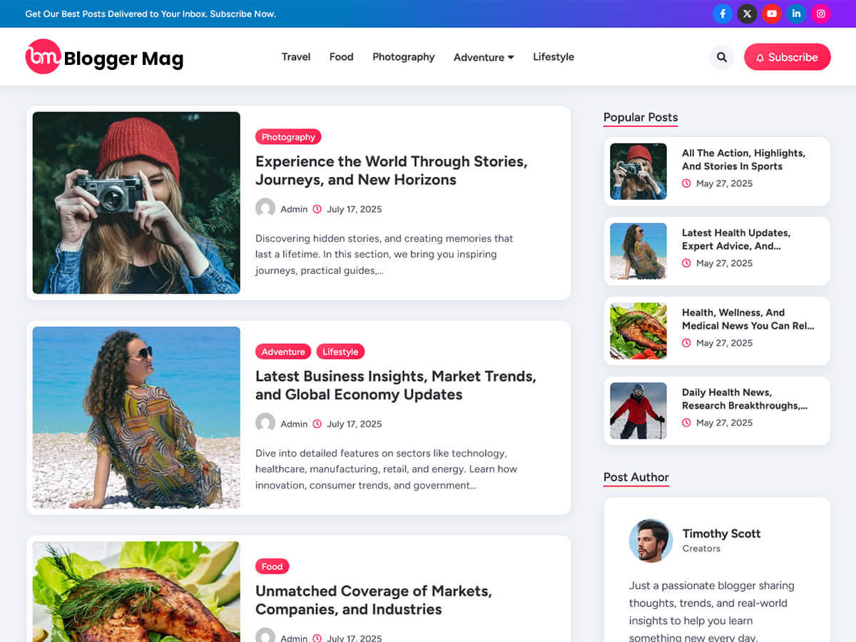 Blogger Mag Preview Wordpress Theme - Rating, Reviews, Preview, Demo & Download