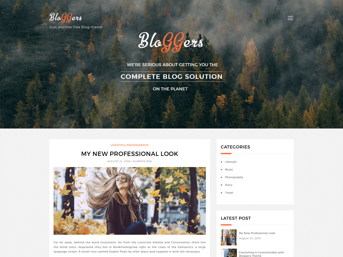 Bloggers Lite Preview Wordpress Theme - Rating, Reviews, Preview, Demo & Download