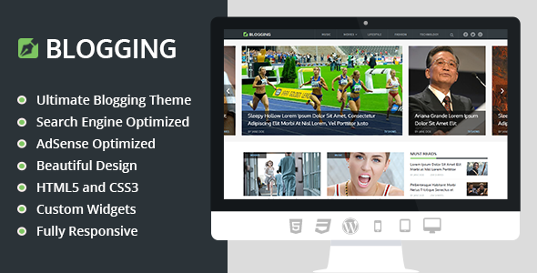 Blogging Preview Wordpress Theme - Rating, Reviews, Preview, Demo & Download