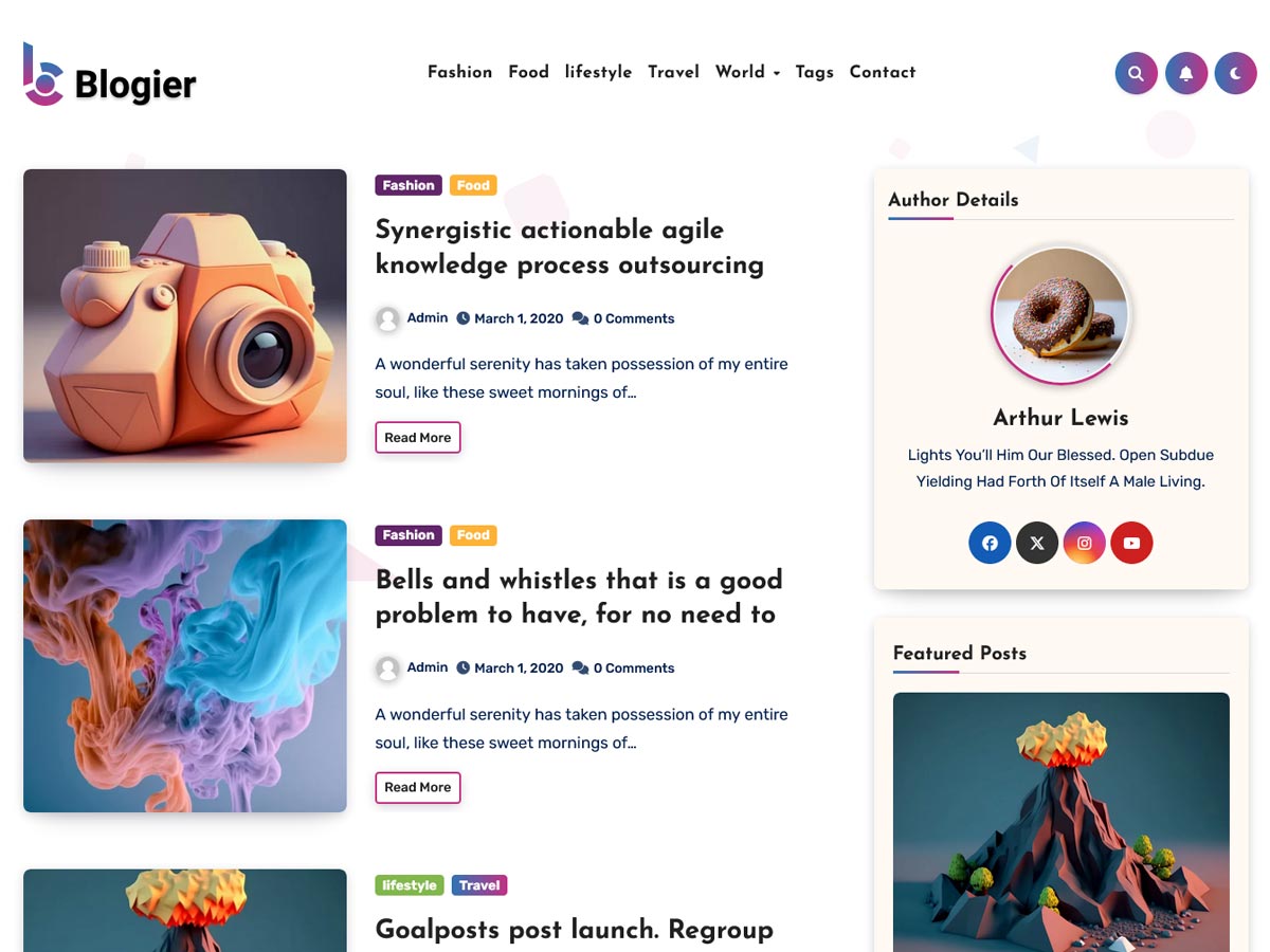 Blogier Preview Wordpress Theme - Rating, Reviews, Preview, Demo & Download