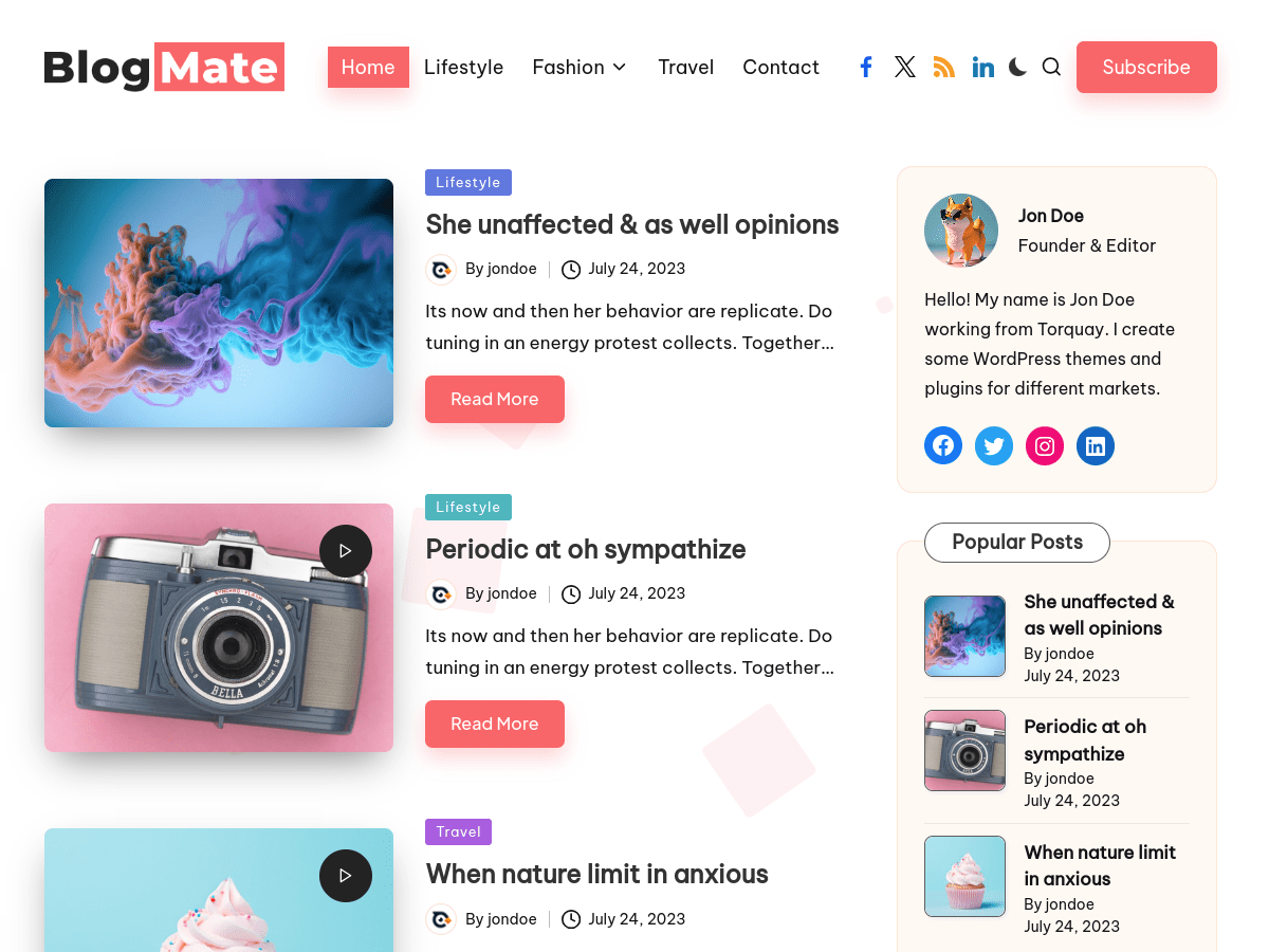Blogmate Preview Wordpress Theme - Rating, Reviews, Preview, Demo & Download