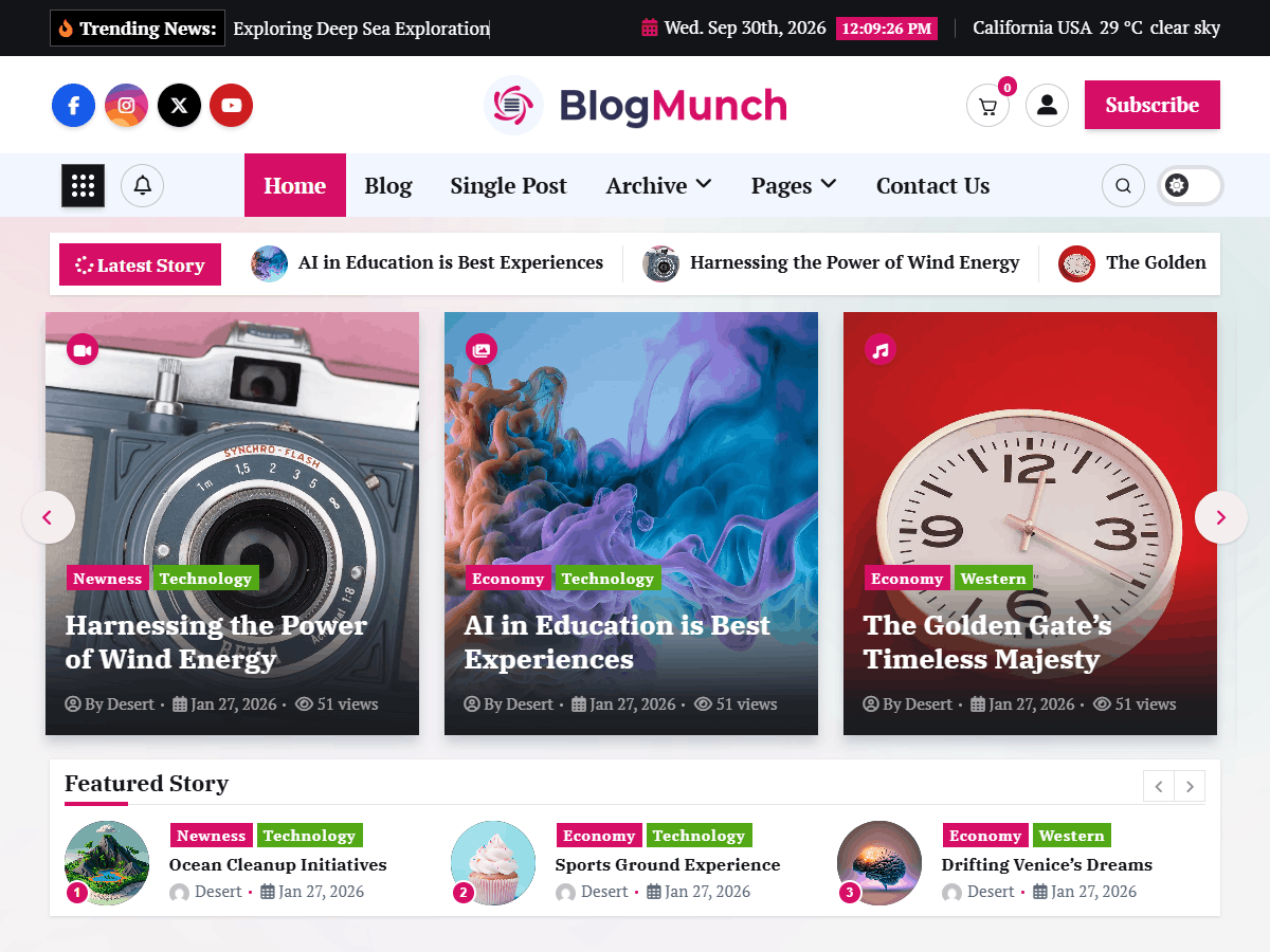 BlogMunch Preview Wordpress Theme - Rating, Reviews, Preview, Demo & Download
