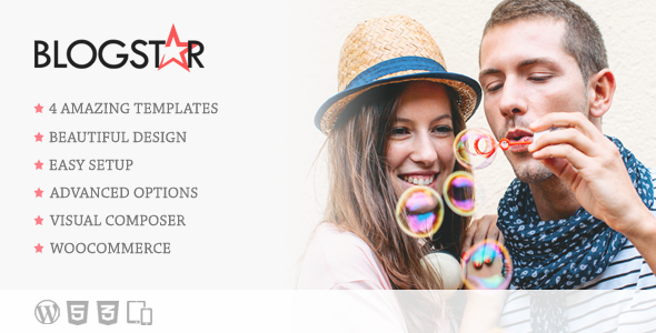 BlogStar Preview Wordpress Theme - Rating, Reviews, Preview, Demo & Download