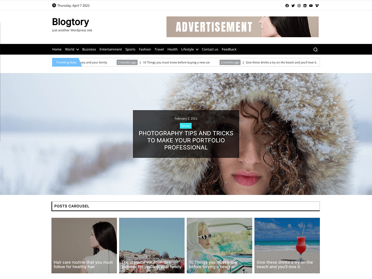 Blogtory Preview Wordpress Theme - Rating, Reviews, Preview, Demo & Download