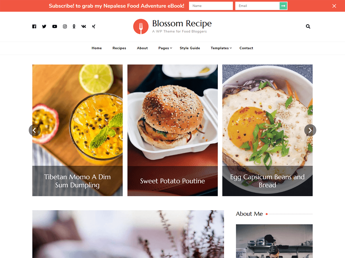 Blossom Recipe Preview Wordpress Theme - Rating, Reviews, Preview, Demo & Download