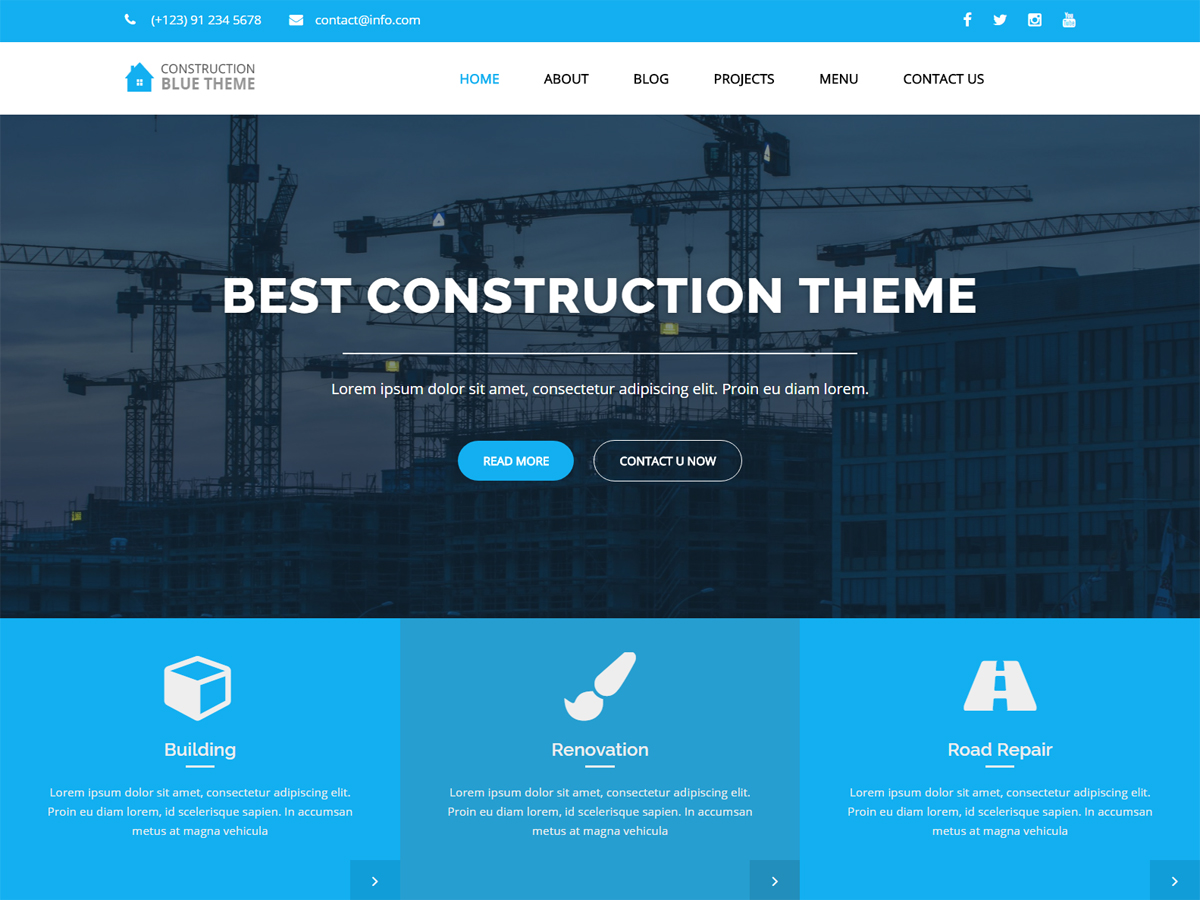 Blue Construction Preview Wordpress Theme - Rating, Reviews, Preview, Demo & Download