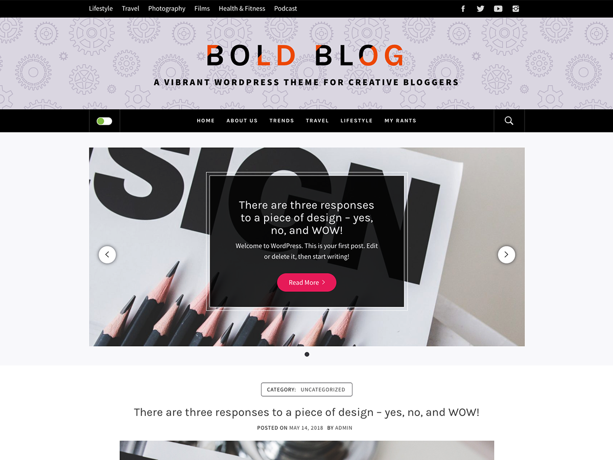 Bold Blog Preview Wordpress Theme - Rating, Reviews, Preview, Demo & Download