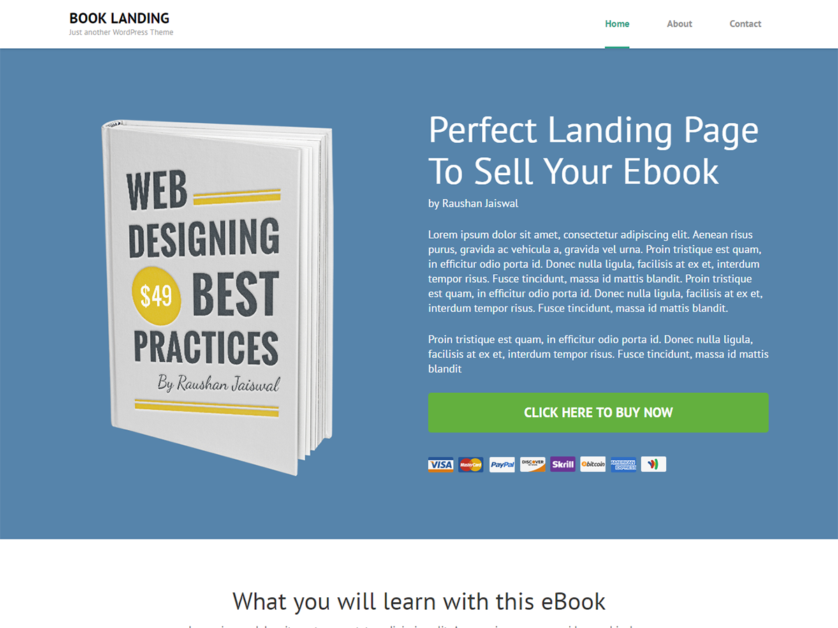 Book Landing Preview Wordpress Theme - Rating, Reviews, Preview, Demo & Download