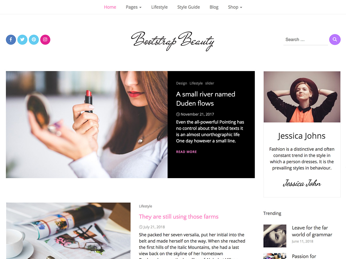 Bootstrap Beauty Preview Wordpress Theme - Rating, Reviews, Preview, Demo & Download