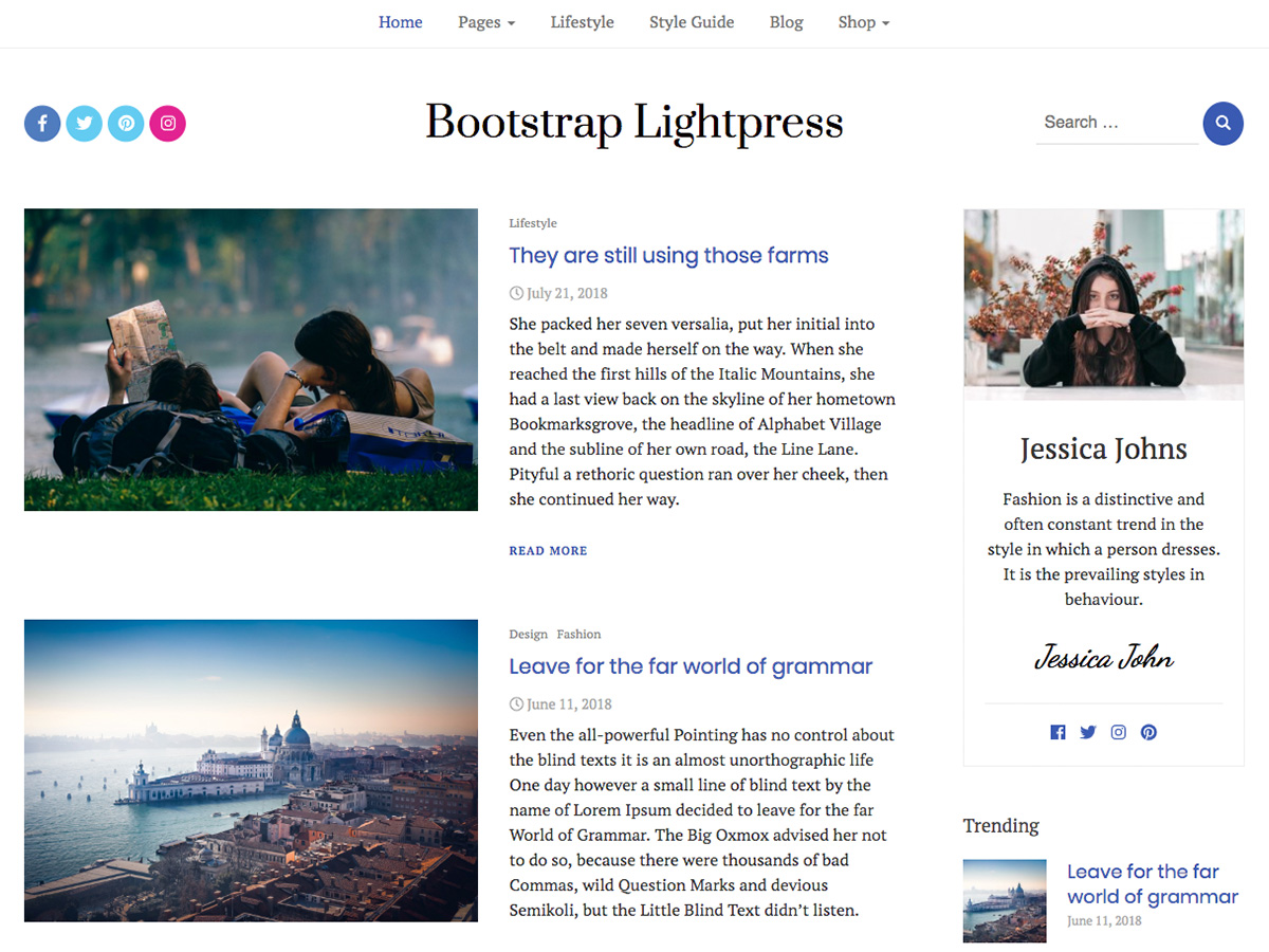 Bootstrap Lightpress Preview Wordpress Theme - Rating, Reviews, Preview, Demo & Download