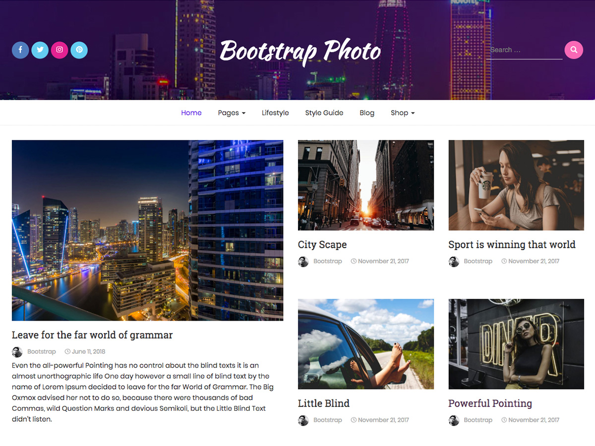 Bootstrap Photo Preview Wordpress Theme - Rating, Reviews, Preview, Demo & Download