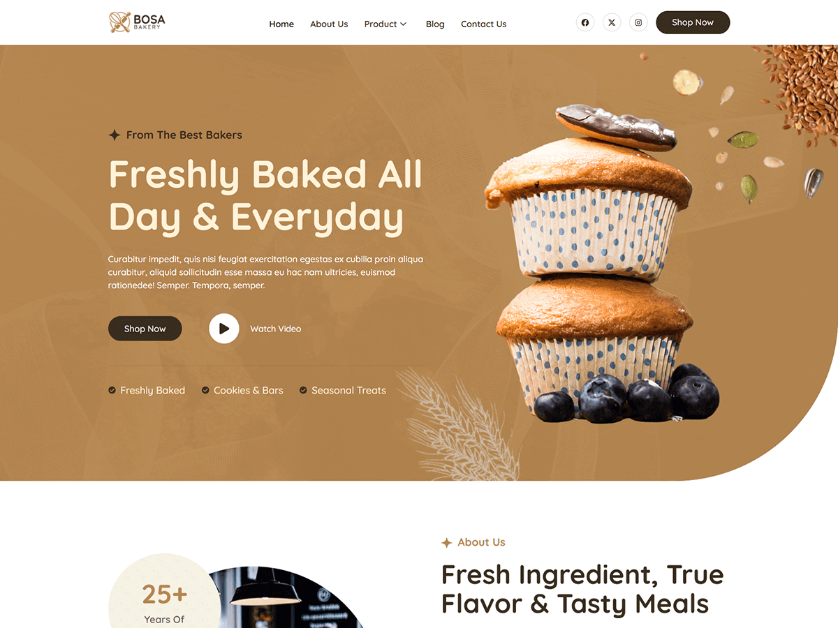 Bosa Bakery Preview Wordpress Theme - Rating, Reviews, Preview, Demo & Download