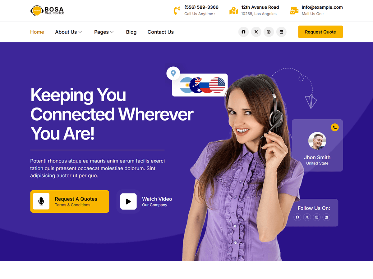 Bosa Call Preview Wordpress Theme - Rating, Reviews, Preview, Demo & Download
