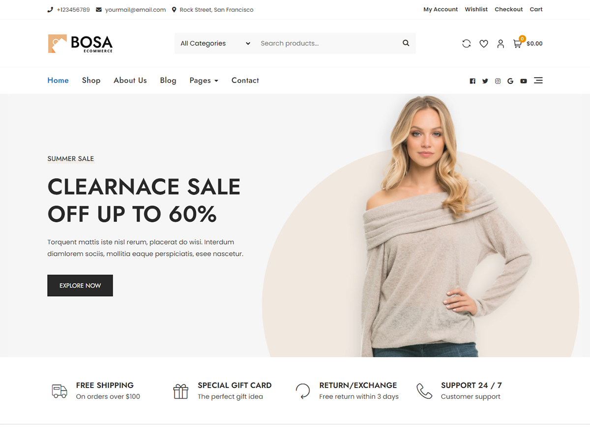 Bosa Ecommerce Preview Wordpress Theme - Rating, Reviews, Preview, Demo & Download