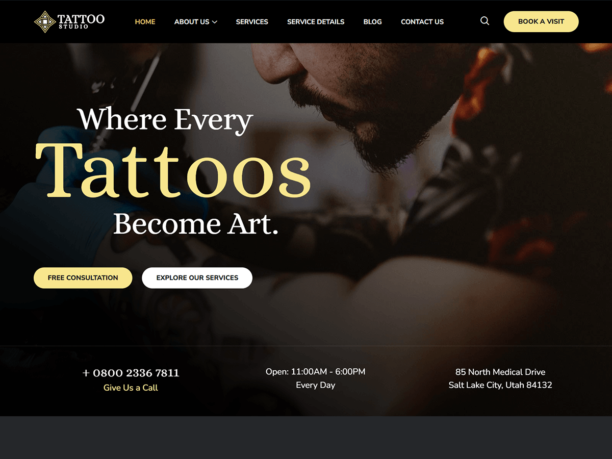 Bosa Tattoo Preview Wordpress Theme - Rating, Reviews, Preview, Demo & Download