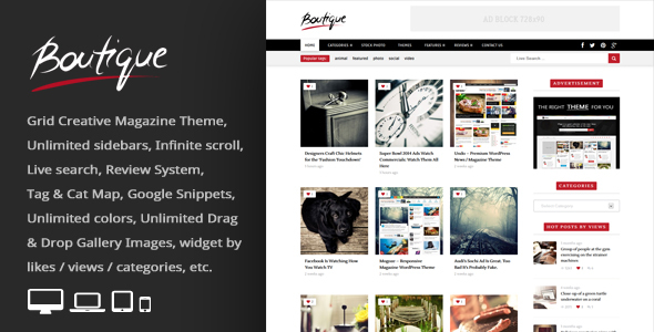 Boutique Grid Preview Wordpress Theme - Rating, Reviews, Preview, Demo & Download