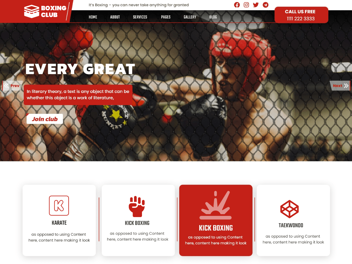 Boxing Club Preview Wordpress Theme - Rating, Reviews, Preview, Demo & Download