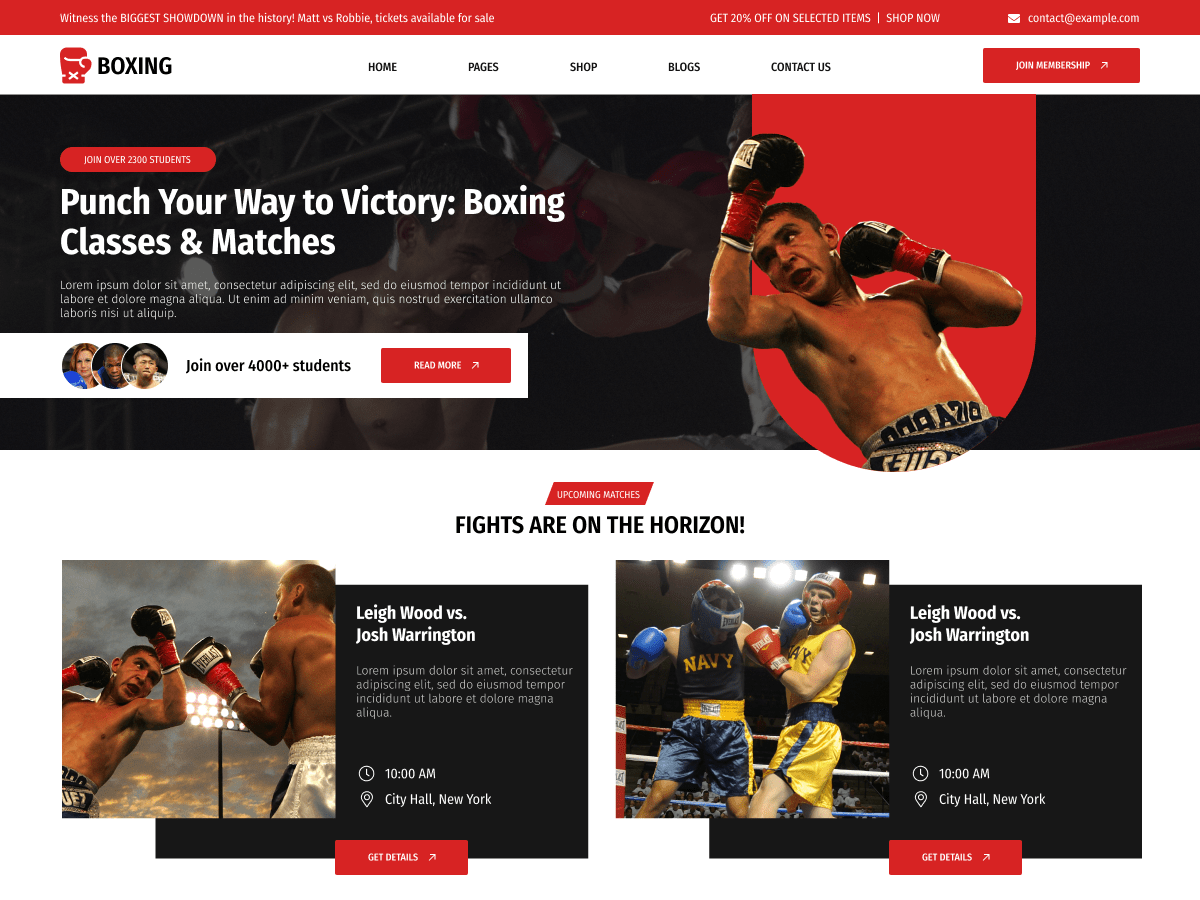 Boxing Martial Preview Wordpress Theme - Rating, Reviews, Preview, Demo & Download
