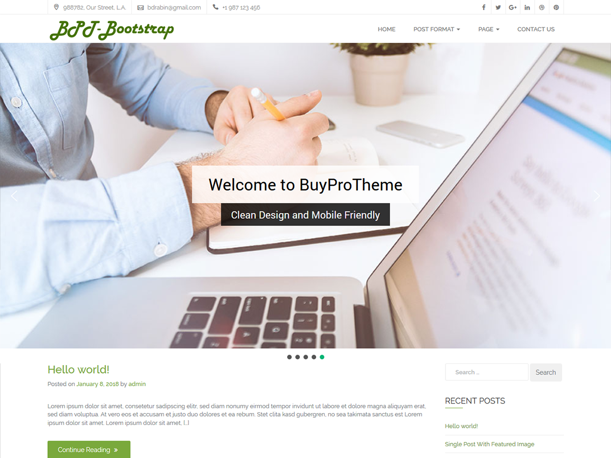 BPT Bootstrap Preview Wordpress Theme - Rating, Reviews, Preview, Demo & Download