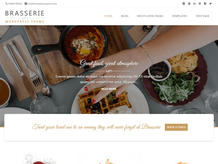 Brasserie Preview Wordpress Theme - Rating, Reviews, Preview, Demo & Download