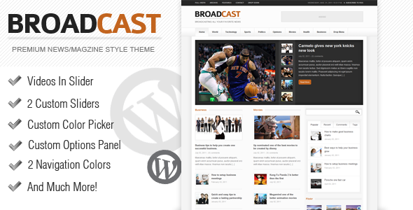 Broadcast Preview Wordpress Theme - Rating, Reviews, Preview, Demo & Download