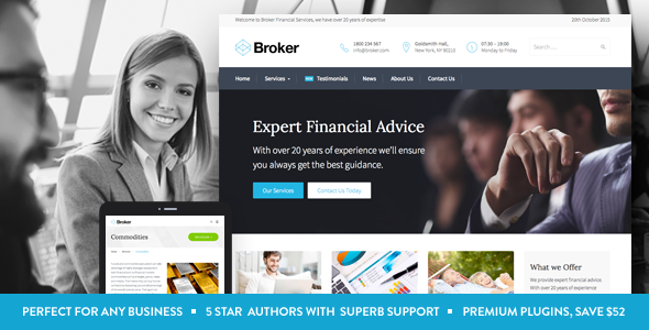 Broker Preview Wordpress Theme - Rating, Reviews, Preview, Demo & Download