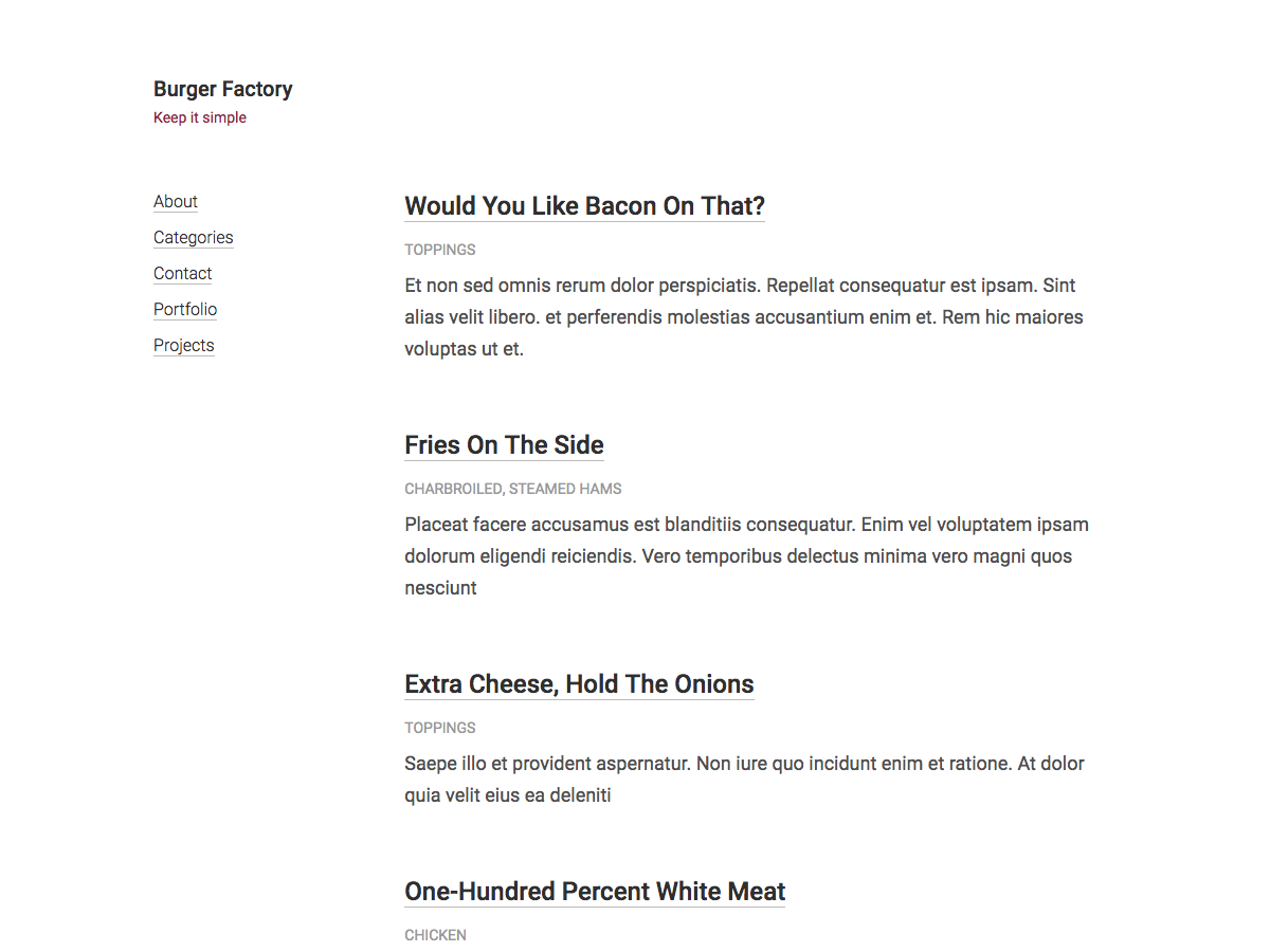 Burger Factory Preview Wordpress Theme - Rating, Reviews, Preview, Demo & Download