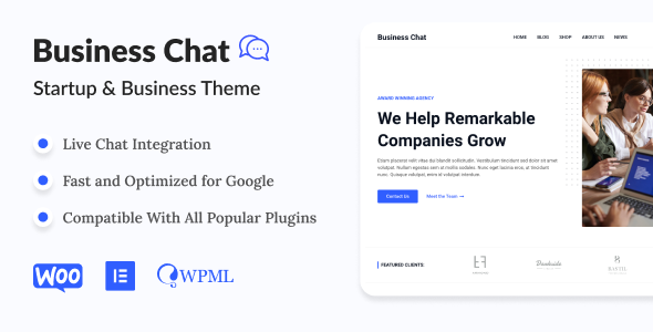 Business Chat Preview Wordpress Theme - Rating, Reviews, Preview, Demo & Download