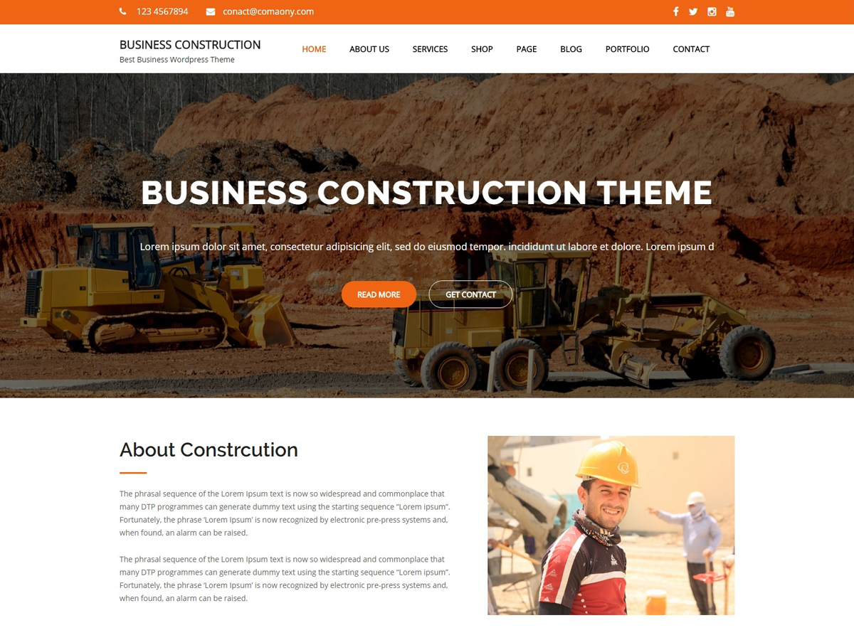 Business Construction Preview Wordpress Theme - Rating, Reviews, Preview, Demo & Download