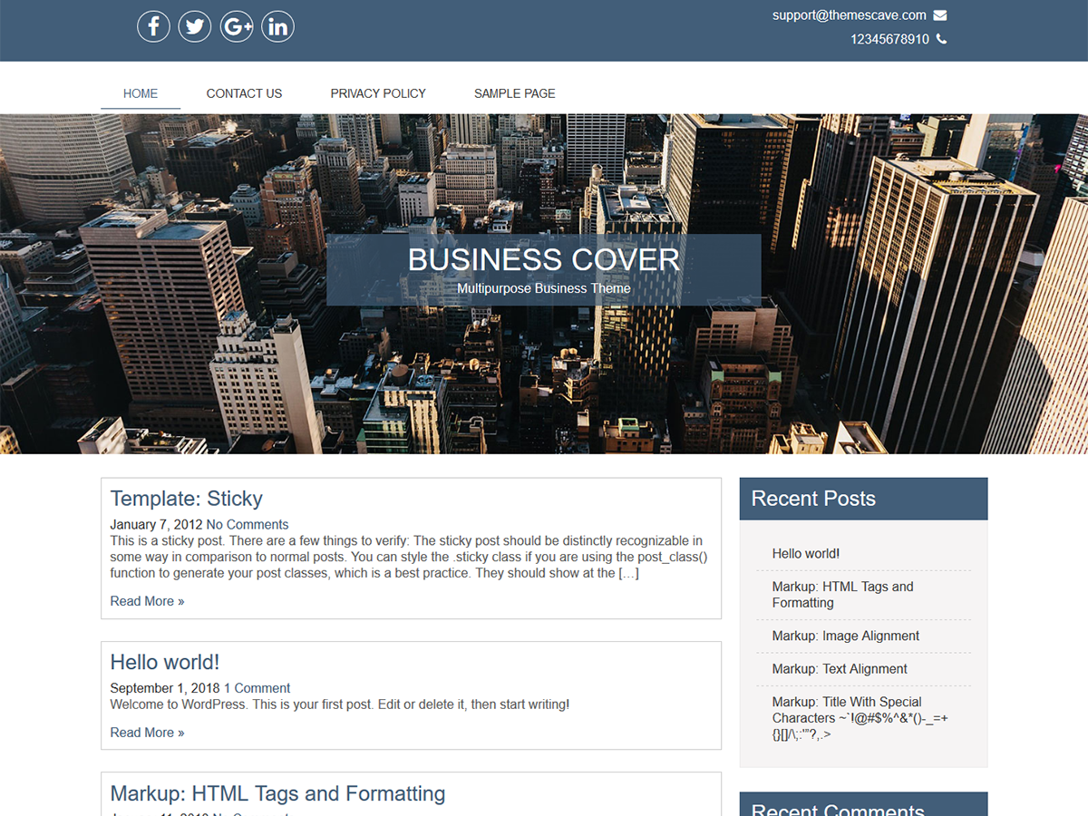 Business Cover Preview Wordpress Theme - Rating, Reviews, Preview, Demo & Download